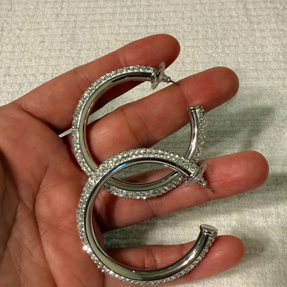 Elegant Silver Hoop Earrings - Picture 14 of 17